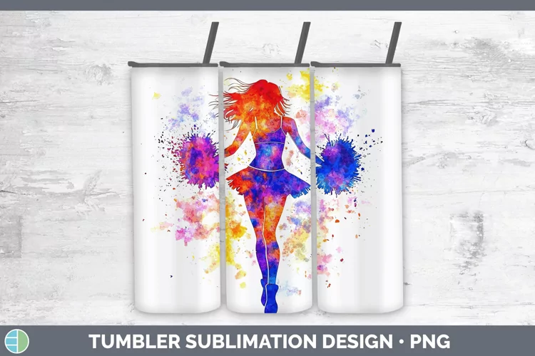 Watercolor Splash Female Cheerleader Tumbler Sublimation 20