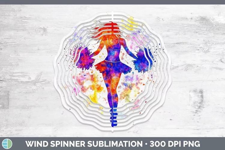 Watercolor Splash Female Cheerleader Wind Spinner Sublimatio