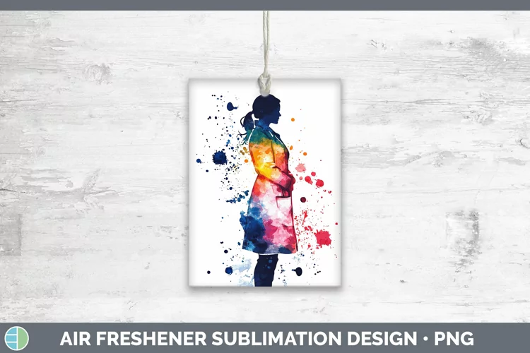 Watercolor Splash Female Doctor Air Freshener Sublimation Ca