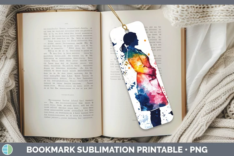 Watercolor Splash Female Doctor Bookmark Sublimation Printab