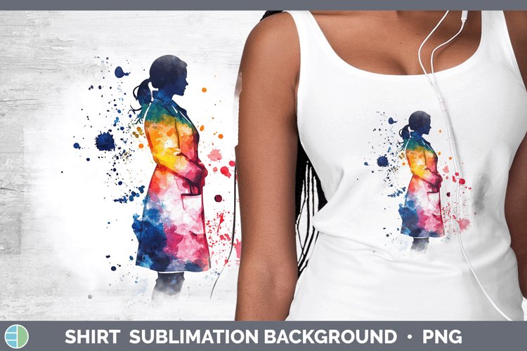 Watercolor Splash Female Doctor Shirt Sublimation Sublimatio