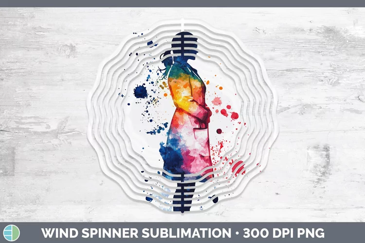 Watercolor Splash Female Doctor Wind Spinner Sublimation Spi