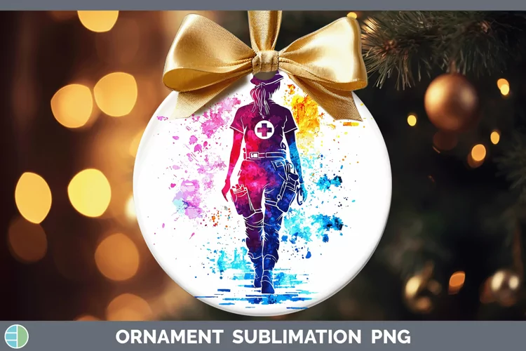 Watercolor Splash Female EMT Ornament Sublimation Bauble Des