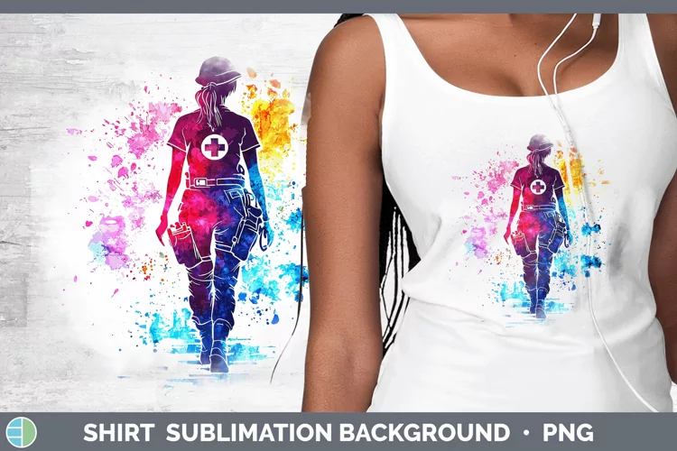 Watercolor Splash Female EMT Shirt Sublimation Sublimation B