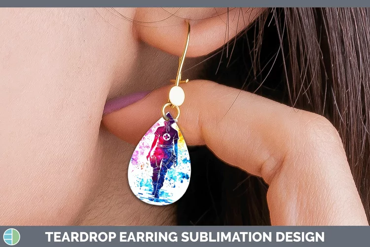 Watercolor Splash Female EMT Teardrop Earrings Sublimation E