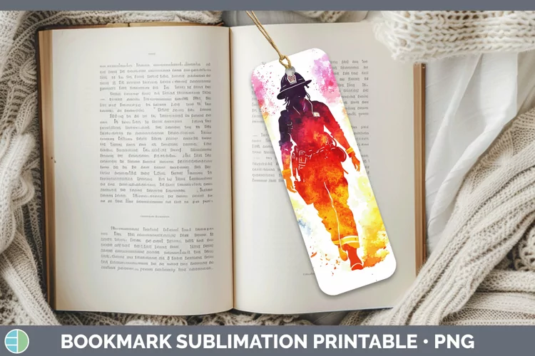 Watercolor Splash Female Firefighter Bookmark Sublimation Pr