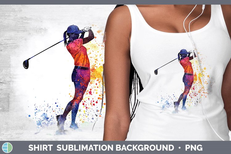 Watercolor Splash Female Golfer Shirt Sublimation Sublimatio
