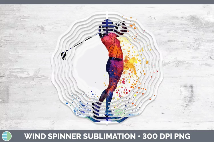 Watercolor Splash Female Golfer Wind Spinner Sublimation Spi