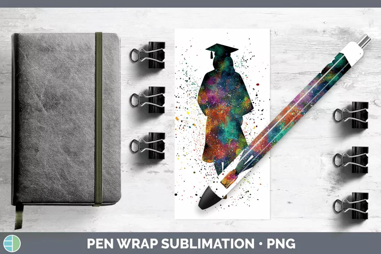 Watercolor Splash Female Graduate Pen Wrap Sublimation Pen