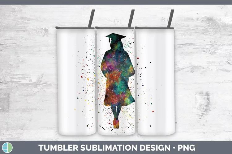 Watercolor Splash Female Graduate Tumbler Sublimation 20 oz