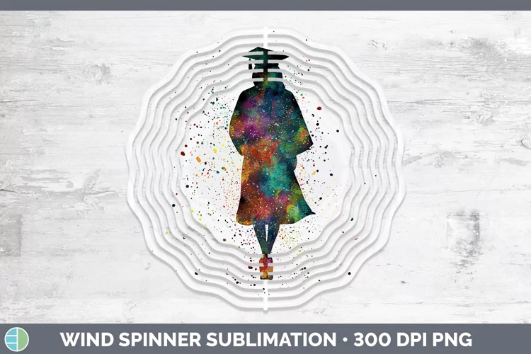 Watercolor Splash Female Graduate Wind Spinner Sublimation