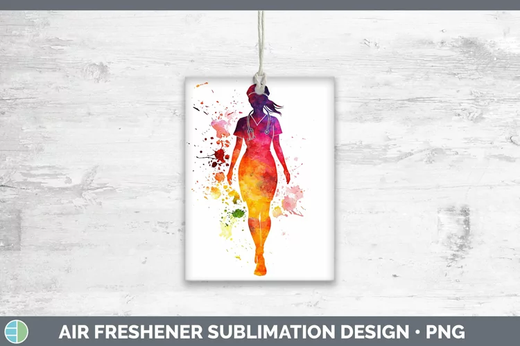 Watercolor Splash Female Nurse Air Freshener Sublimation Car