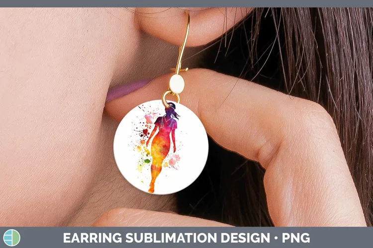 Watercolor Splash Female Nurse Round Earrings Sublimation Ea