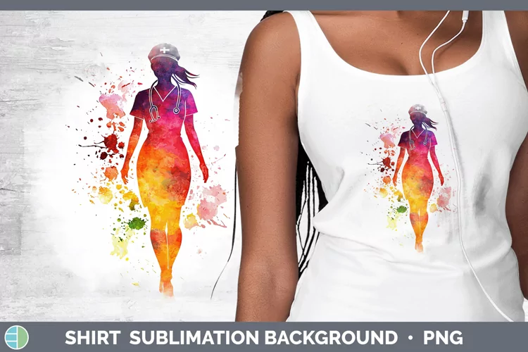 Watercolor Splash Female Nurse Shirt Sublimation Sublimation