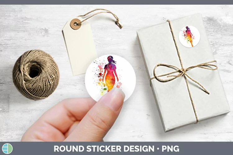 Watercolor Splash Female Nurse Stickers | Round Labels Desig
