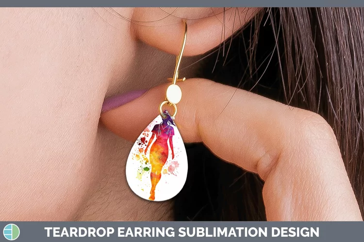Watercolor Splash Female Nurse Teardrop Earrings Sublimation