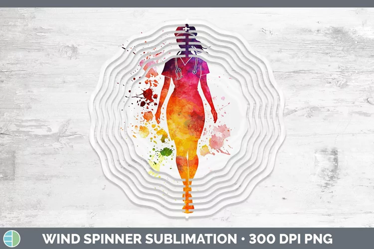 Watercolor Splash Female Nurse Wind Spinner Sublimation Spin
