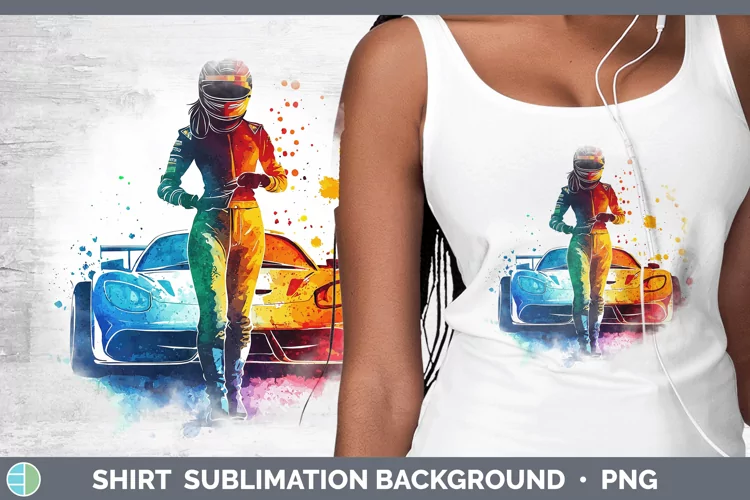 Watercolor Splash Female Race Car Driver Shirt Sublimation S