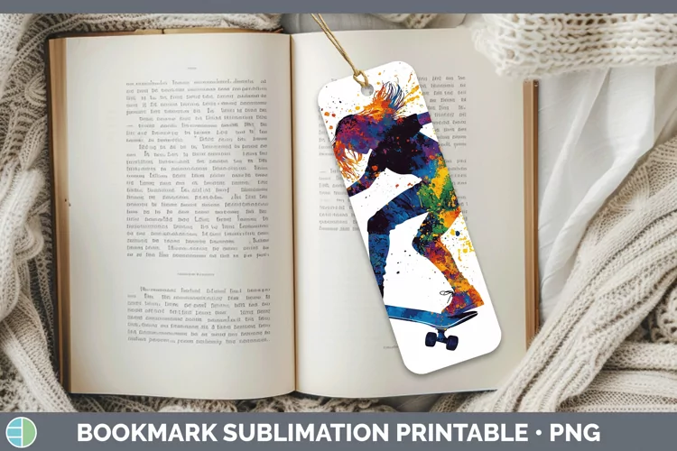 Watercolor Splash Female Skateboarder Bookmark Sublimation P