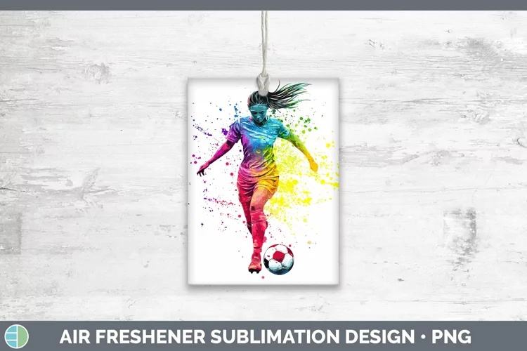 Watercolor Splash Female Soccer Air Freshener Sublimation Ca