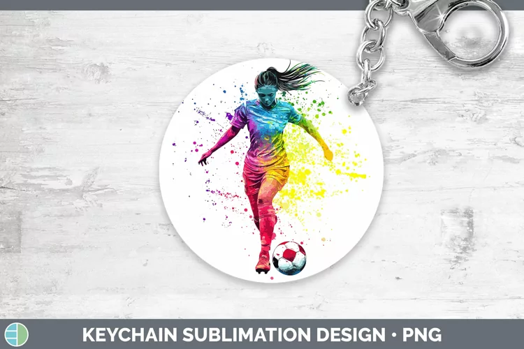 Watercolor Splash Female Soccer Keychain Sublimation Keyring