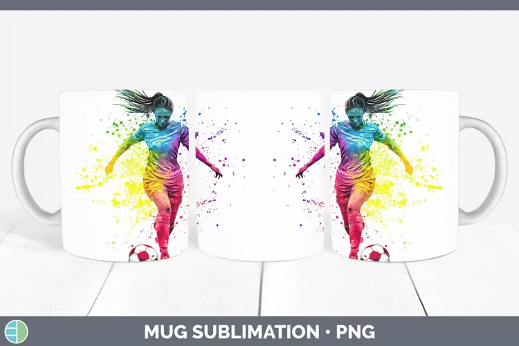 Watercolor Splash Female Soccer Mug Wrap Sublimation Coffee