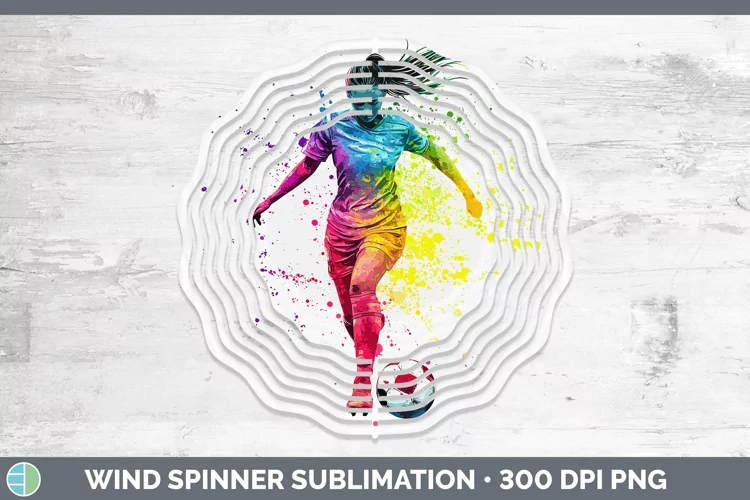 Watercolor Splash Female Soccer Wind Spinner Sublimation Spi