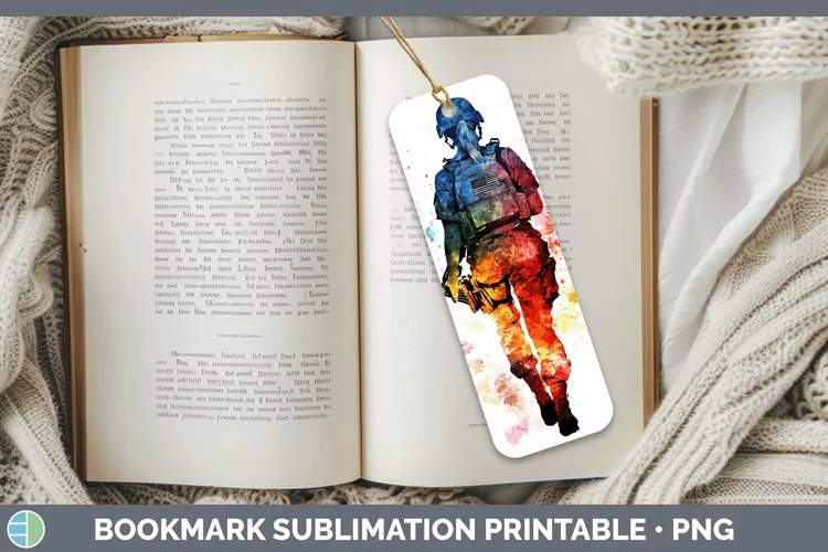 Watercolor Splash Female Soldier Bookmark Sublimation Printa