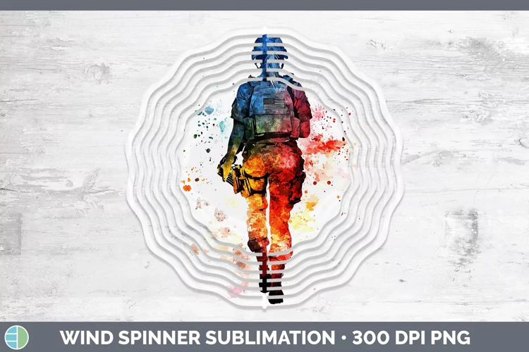 Watercolor Splash Female Soldier Wind Spinner Sublimation Sp