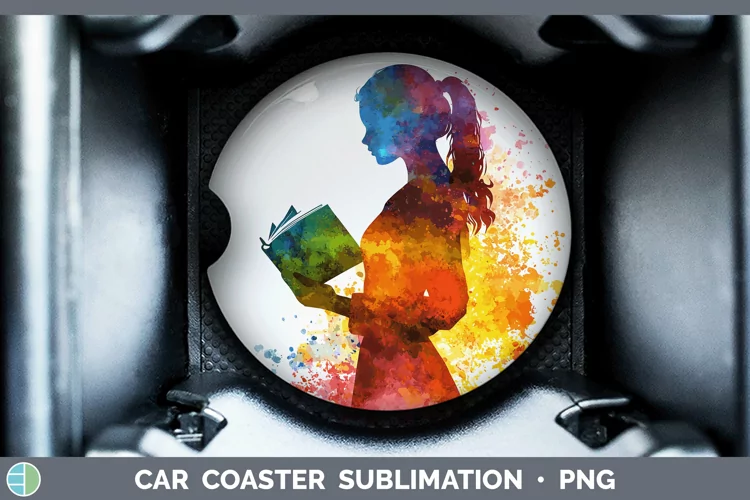 Watercolor Splash Female Teacher Car Coaster Sublimation De