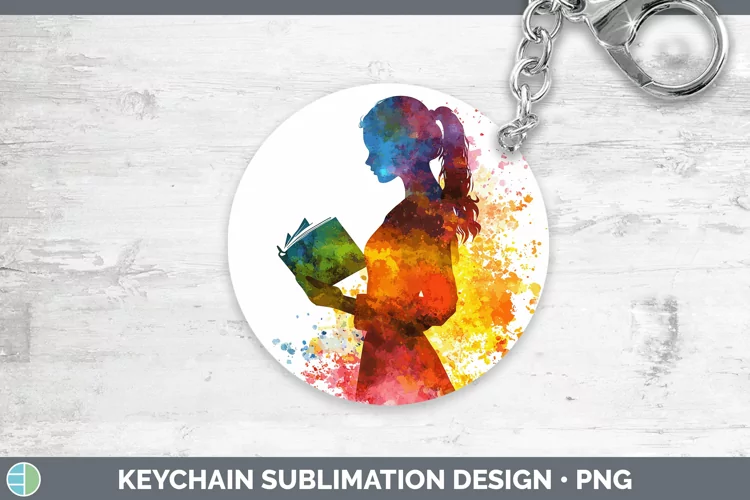 Watercolor Splash Female Teacher Keychain Sublimation Keyrin