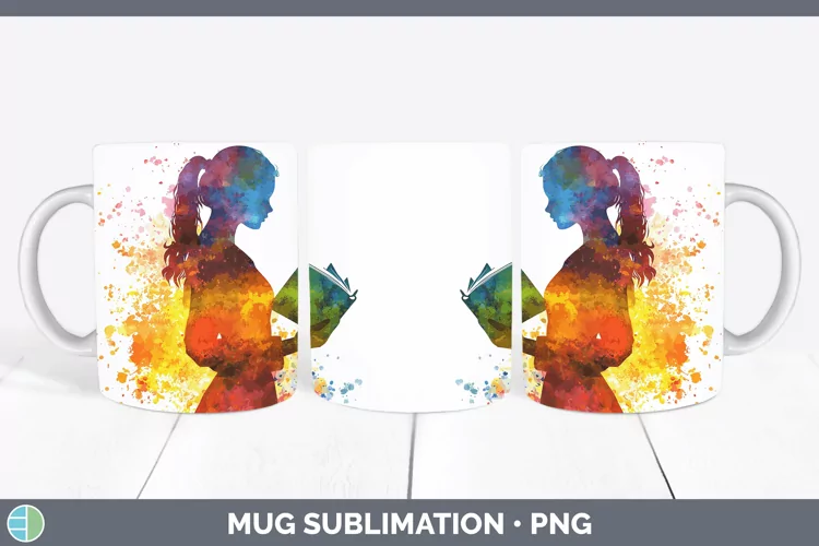 Watercolor Splash Female Teacher Mug Wrap Sublimation Coffee