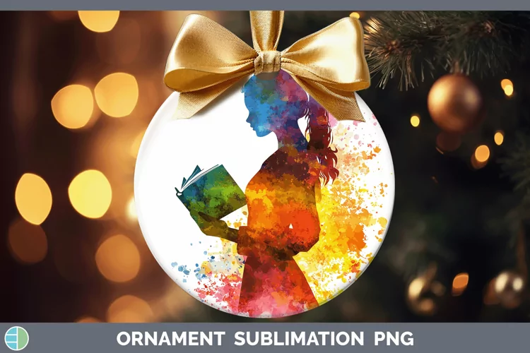 Watercolor Splash Female Teacher Ornament Sublimation Bauble