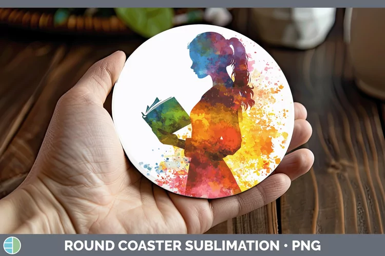 Watercolor Splash Female Teacher Round Coaster Sublimation C