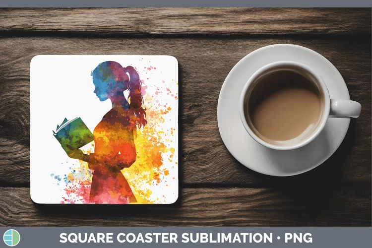 Watercolor Splash Female Teacher Square Coaster Sublimation
