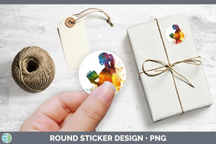 Watercolor Splash Female Teacher Stickers | Round Labels Des