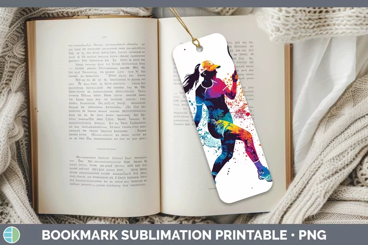 Watercolor Splash Female Tennis Bookmark Sublimation Printab