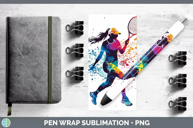 Watercolor Splash Female Tennis Pen Wrap Sublimation Pen Des
