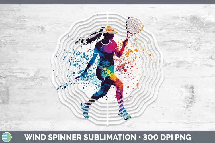 Watercolor Splash Female Tennis Wind Spinner Sublimation Spi
