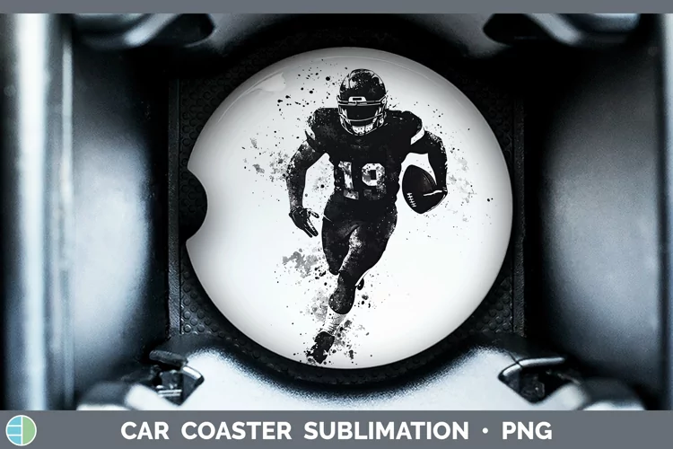 Watercolor Splash Football Car Coaster Sublimation Designs
