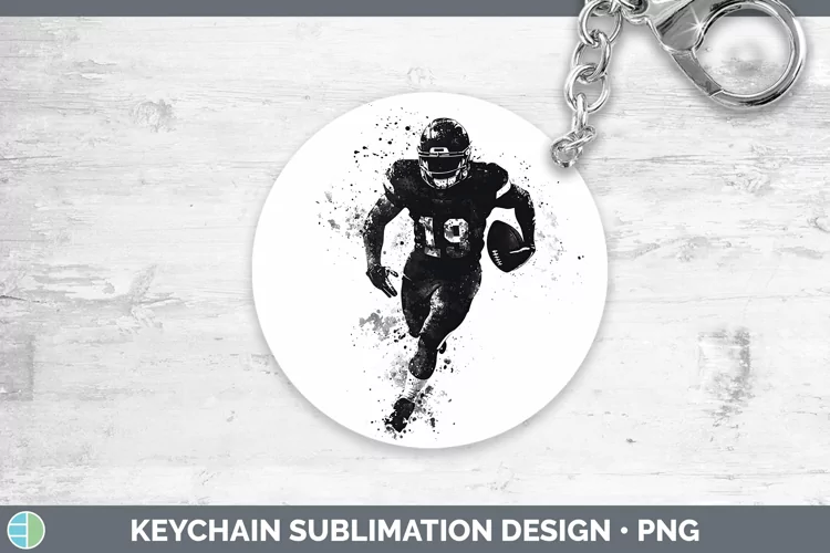 Watercolor Splash Football Keychain Sublimation Keyring Desi