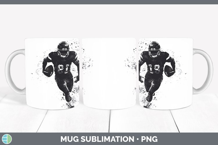 Watercolor Splash Football Mug Wrap Sublimation Coffee Cup D