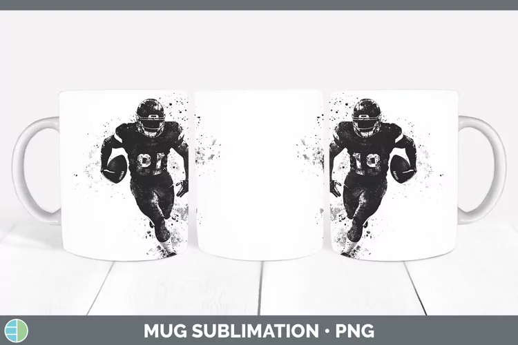 Watercolor Splash Football Mug Wrap Sublimation Coffee Cup D