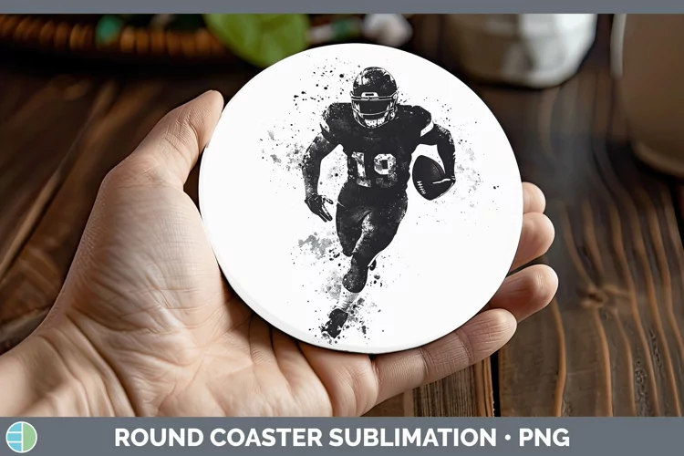 Watercolor Splash Football Round Coaster Sublimation Coaster