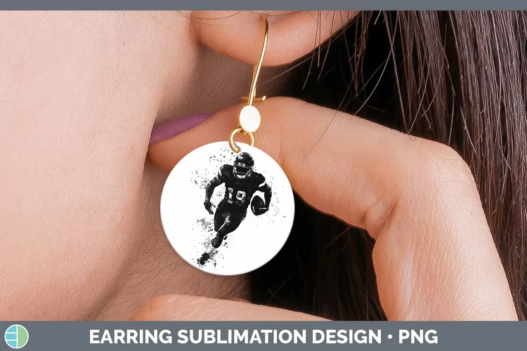 Watercolor Splash Football Round Earrings Sublimation Earrin
