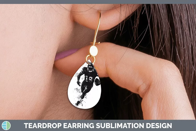 Watercolor Splash Football Teardrop Earrings Sublimation Ear