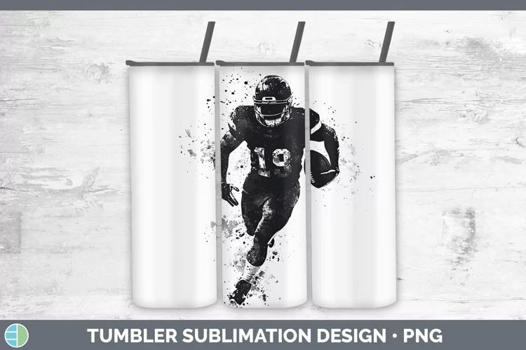 Watercolor Splash Football Tumbler Sublimation 20 oz Skinny
