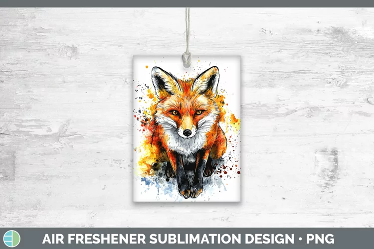Watercolor Splash Fox Air Freshener Sublimation Car Freshene