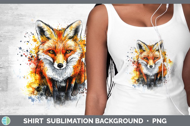 Watercolor Splash Fox Shirt Sublimation Sublimation Backgrou