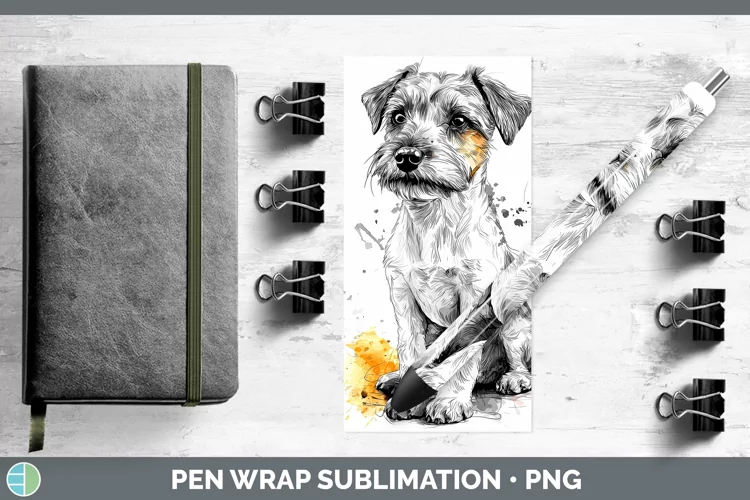 Watercolor Splash Fox Terrier Dog Pen Wrap Sublimation Pen D